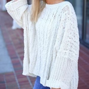 Lavender/Blush Cable Knit Sweater-DU Boutique